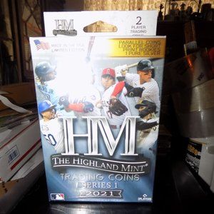2021 THE HIGHLAND MINT BASEBALL TRADING COINS HANGER BOX SEALED POSSIBLE SILVER